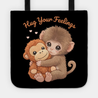 Hug Your Feelings Cute Baby Monkey Tote