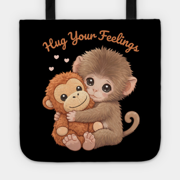 Hug Your Feelings Cute Baby Monkey Tote by creative