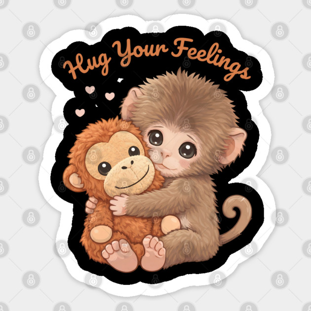 Hug Your Feelings Cute Baby Monkey Sticker by creative