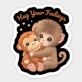 Hug Your Feelings Cute Baby Monkey Magnet
