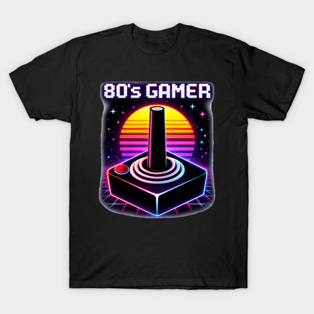 80’s Gamer Joystick – Retro Neon Arcade Controller Shirt T-Shirt by CrazyGirl