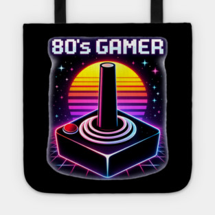 80’s Gamer Joystick – Retro Neon Arcade Controller Shirt Tote