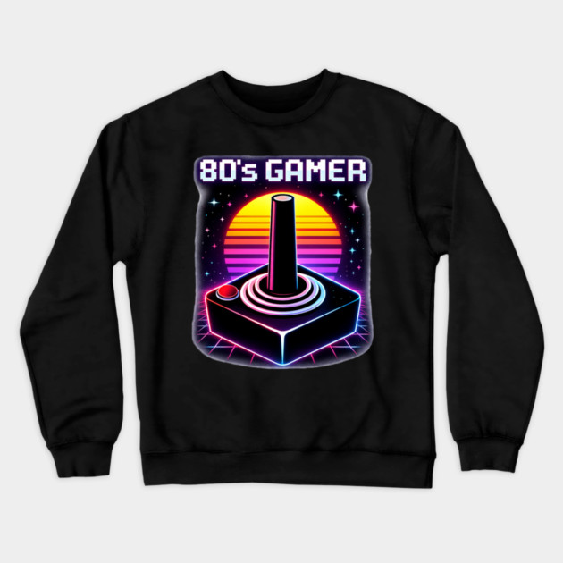 80’s Gamer Joystick – Retro Neon Arcade Controller Shirt Crewneck Sweatshirt by CrazyGirl