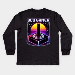 80’s Gamer Joystick – Retro Neon Arcade Controller Shirt Kids Long Sleeve T-Shirt