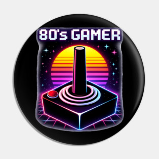 80’s Gamer Joystick – Retro Neon Arcade Controller Shirt Pin