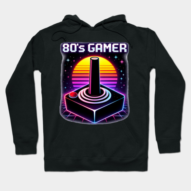 80’s Gamer Joystick – Retro Neon Arcade Controller Shirt Hoodie by CrazyGirl