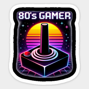80’s Gamer Joystick – Retro Neon Arcade Controller Shirt Sticker