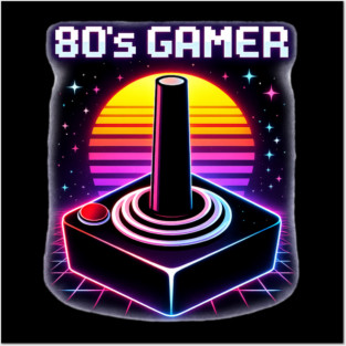 80’s Gamer Joystick – Retro Neon Arcade Controller Shirt Posters and Art