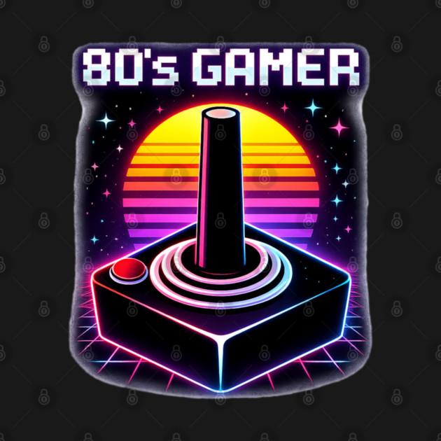 80’s Gamer Joystick – Retro Neon Arcade Controller Shirt by CrazyGirl