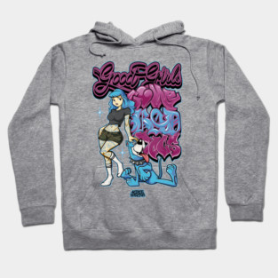 Good Girls Love Bad Dogs - 90s Skate Cartoon Streetwear Graphic Hoodie