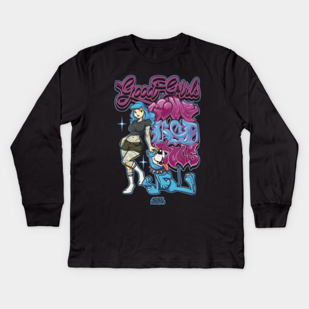 Good Girls Love Bad Dogs Shirt - Funny Red Flag Dog Lover Graphic Kids Long Sleeve T-Shirt by Wrong