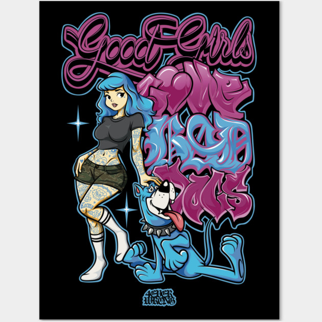 Good Girls Love Bad Dogs Shirt - Funny Red Flag Dog Lover Graphic Wall Art by Wrong