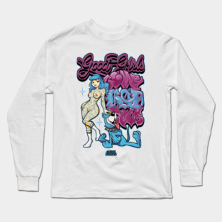 Good Girls Love Bad Dogs - Funny Dog Mom 90s Graffiti Streetwear Long Sleeve T-Shirt