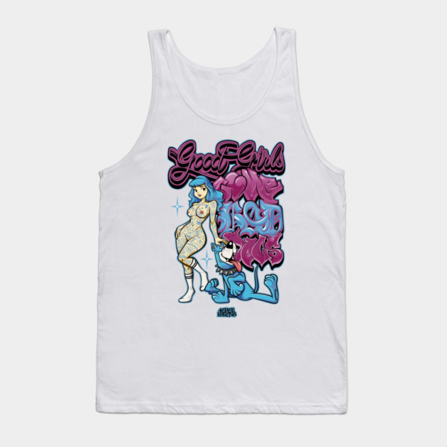 Good Girls Love Bad Dogs - Funny Dog Mom 90s Graffiti Streetwear Tank Top by Wrong
