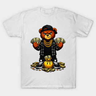 Urban Hustle Money Bear - Streetwear Bear with Cash & Chains T-Shirt
