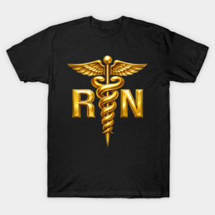 RN Gold Caduceus - Registered Nurse Medical Symbol T-Shirt
