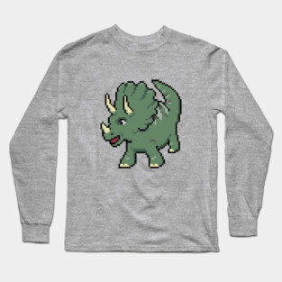Pixely Triceratops Long Sleeve T-Shirt