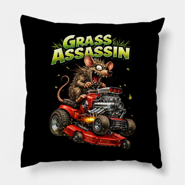 Grass Assassin – Turbo Lawn Mower Rat Pillow by CrazyGirl