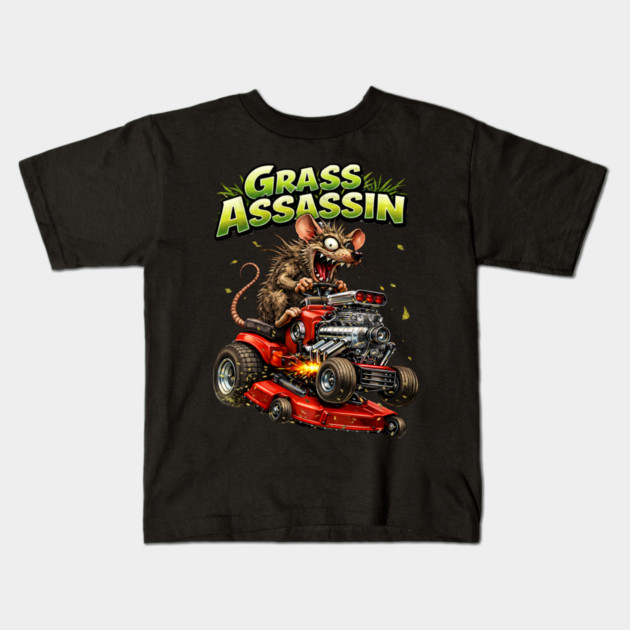 Grass Assassin – Turbo Lawn Mower Rat Kids T-Shirt by CrazyGirl