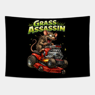 Grass Assassin – Turbo Lawn Mower Rat Tapestry