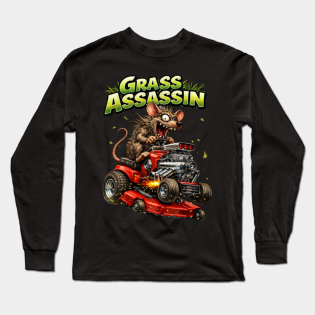 Grass Assassin – Turbo Lawn Mower Rat Long Sleeve T-Shirt by CrazyGirl