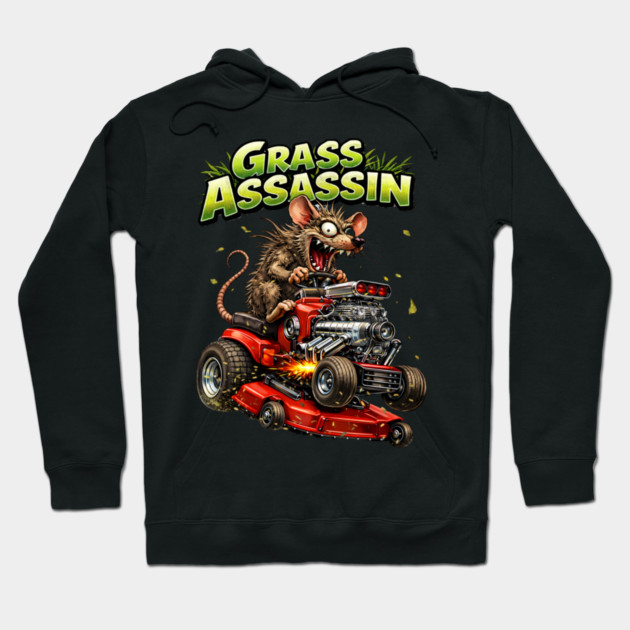 Grass Assassin – Turbo Lawn Mower Rat Hoodie by CrazyGirl