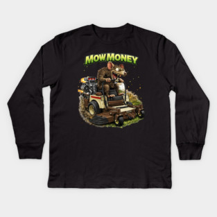 Mow Money – Lawn Care Hustle Rat Kids Long Sleeve T-Shirt