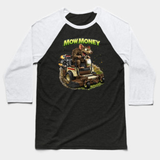 Mow Money – Lawn Care Hustle Rat Baseball T-Shirt