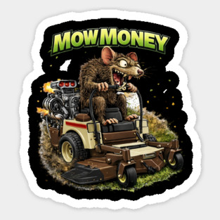 Mow Money – Lawn Care Hustle Rat Sticker