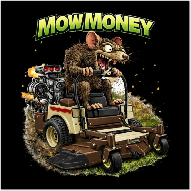 Mow Money – Lawn Care Hustle Rat Wall Art by CrazyGirl