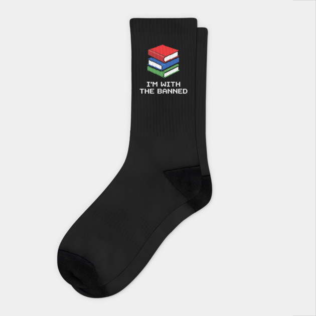 Library Librarian Literature Im With The Banned Books Pixel Socks by belownormal