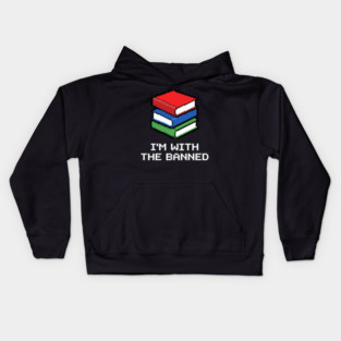 Library Librarian Literature Im With The Banned Books Pixel Kids Hoodie