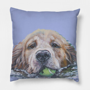 Golden Retriever Fine Art Painting Pillow
