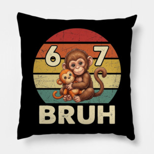 Vintage Monkey Bruh Punch Hug Chaos Primate Humor Graphic Pillow