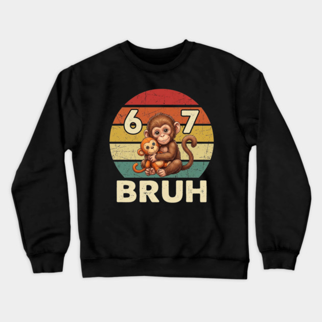 Vintage Monkey Bruh Punch Hug Chaos Primate Humor Graphic Crewneck Sweatshirt by shirtlux