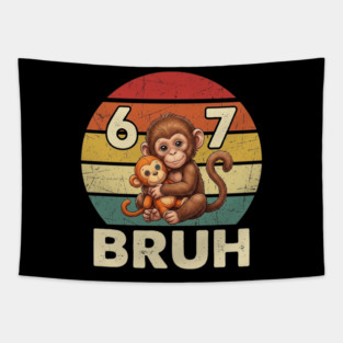 Vintage Monkey Bruh Punch Hug Chaos Primate Humor Graphic Tapestry