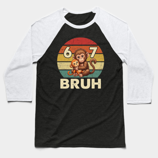 Vintage Monkey Bruh Punch Hug Chaos Primate Humor Graphic Baseball T-Shirt by shirtlux