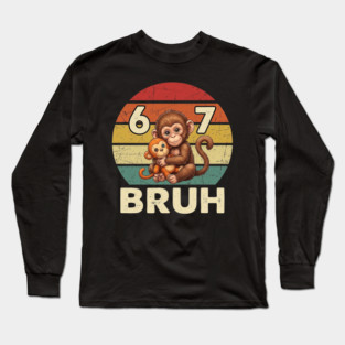 Vintage Monkey Bruh Punch Hug Chaos Primate Humor Graphic Long Sleeve T-Shirt