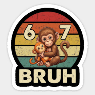 Vintage Monkey Bruh Punch Hug Chaos Primate Humor Graphic Sticker