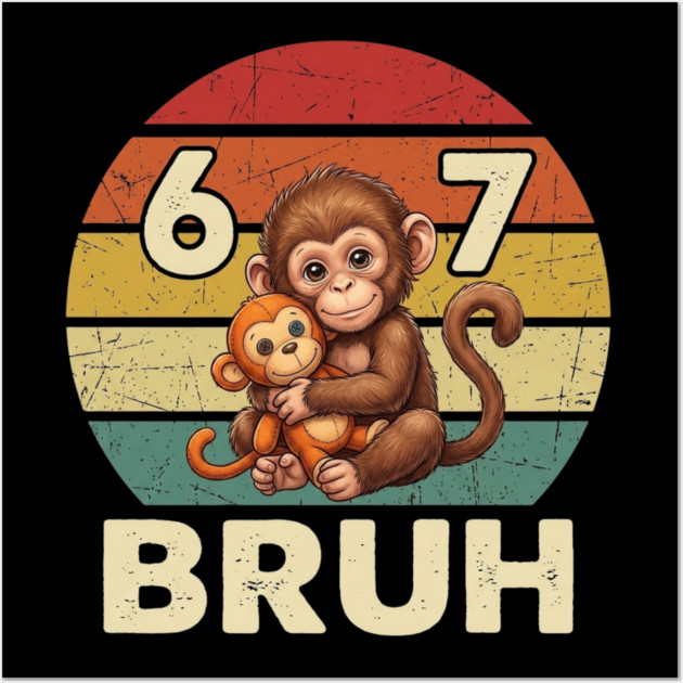 Vintage Monkey Bruh Punch Hug Chaos Primate Humor Graphic Wall Art by shirtlux