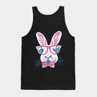 Rabbit bunny Red glasses Watercolor Tank Top