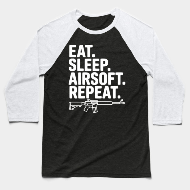 Eat. Sleep. Airsoft. Repeat. Baseball T-Shirt by Frank Ring