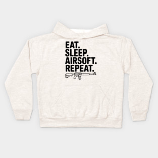 Eat. Sleep. Airsoft. Repeat. Kids Hoodie