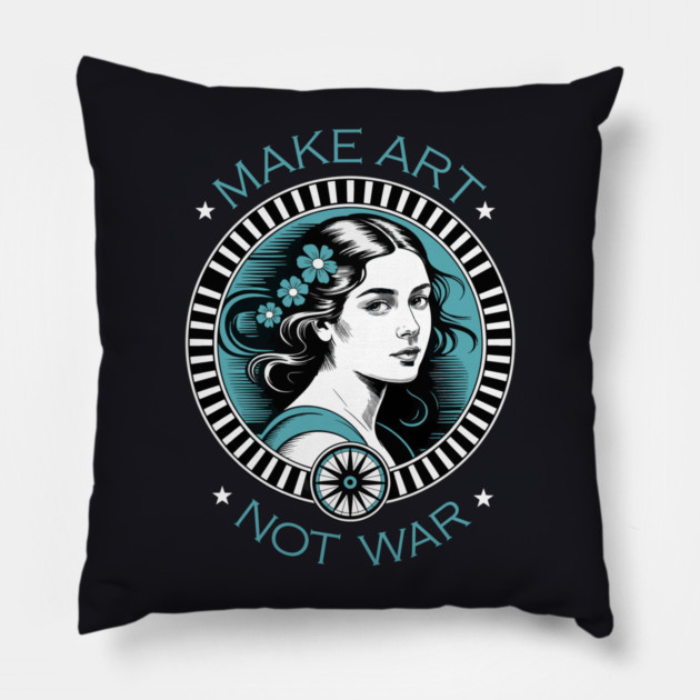 Make Art Not War Pillow by Charles's Store 8