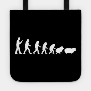 Human Evolution Back to Sheep Anti Establishment Satire Tote