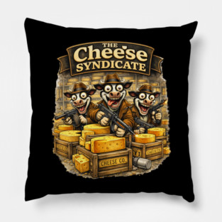 The Cheese Syndicate – Wisconsin Gangster Cows Pillow