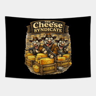 The Cheese Syndicate – Wisconsin Gangster Cows Tapestry