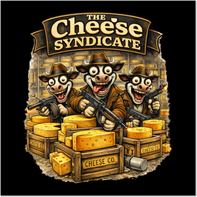 The Cheese Syndicate – Wisconsin Gangster Cows Wall Art by CrazyGirl
