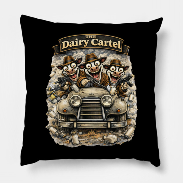 The Dairy Cartel – Wisconsin Gangster Cow Mafia Pillow by CrazyGirl
