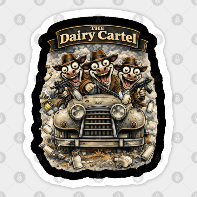 The Dairy Cartel – Wisconsin Gangster Cow Mafia Sticker by CrazyGirl